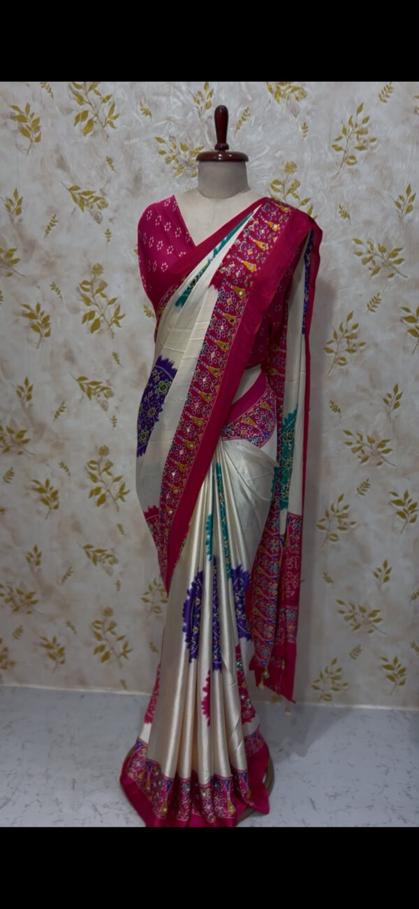 Premium quality mirror work model satin saree