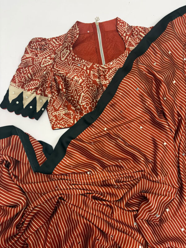 Exclusive premium quality model satin mirror work saree paired with beautiful designer blouse