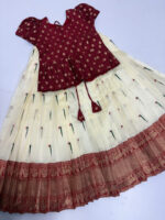 Gadwal silk lehenga with muniya design having kanchi border paired with silk bloise
