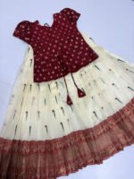 Gadwal silk lehenga with muniya design having kanchi border paired with silk bloise