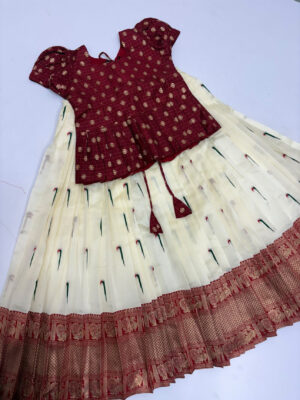 Gadwal silk lehenga with muniya design having kanchi border paired with silk bloise