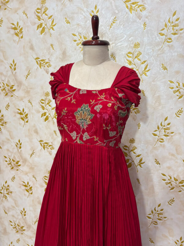 Premium quality crepe long gown with beautiful yoke part