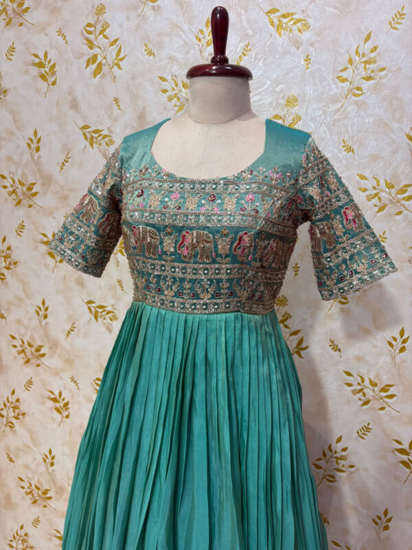 Exclusive premium quality tissue hand work long gown with heavy flare