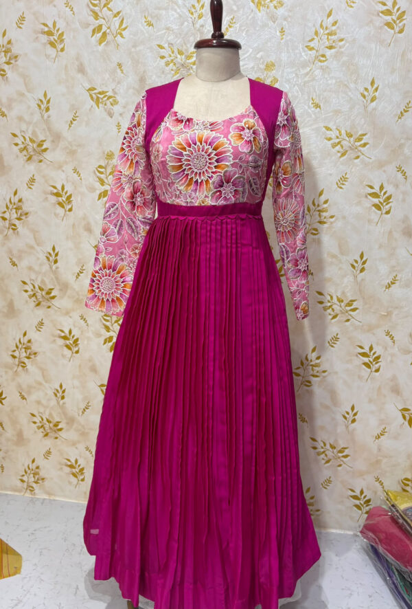 Exclusive designer crepe long gown with beautiful floral sequence work hands