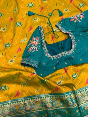 Patola silk saree with beautiful maggam work blouse