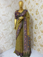 Designer patola fusion wity Kalamkari border saree paired with  beautiful bloise