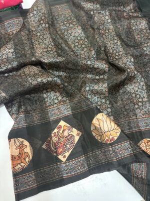 Ajrak print saree