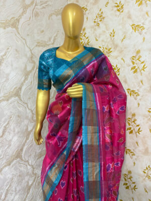 Premium quality stylish look patola saree with matching blouse
