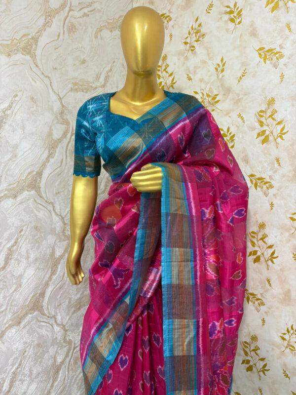 Premium quality stylish look patola saree with matching blouse