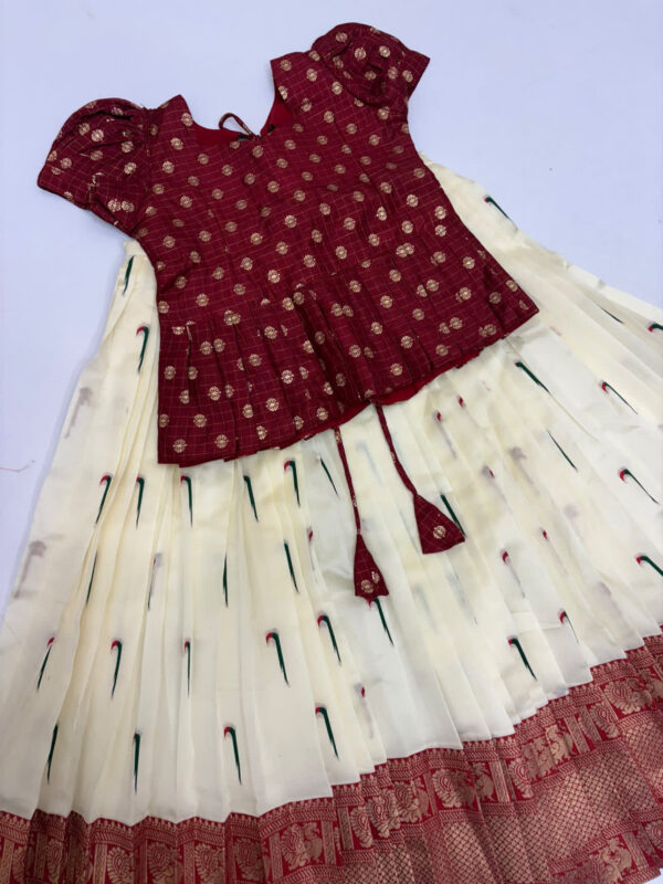 Gadwal silk lehenga with muniya design having kanchi border paired with silk bloise