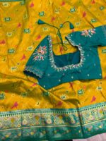 Patola silk saree with beautiful maggam work blouse