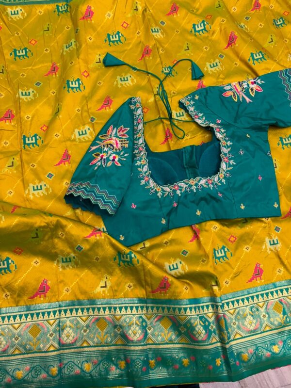 Patola silk saree with beautiful maggam work blouse