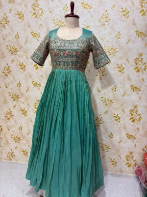 Exclusive premium quality tissue hand work long gown with heavy flare
