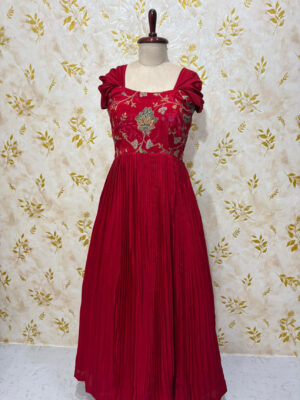 Premium quality crepe long gown with beautiful yoke part