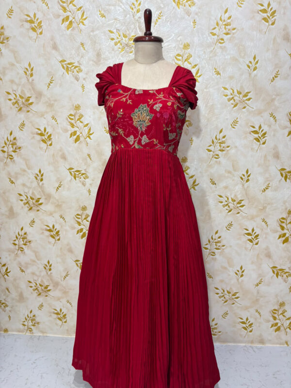 Premium quality crepe long gown with beautiful yoke part