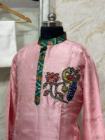 Soft silk applique work kurta with pant