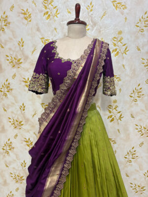 Vintage gadwal lehenga with maggam work blouse and matching dupatta