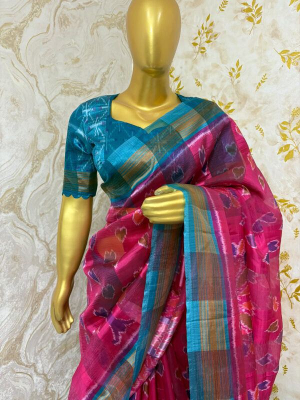Premium quality stylish look patola saree with matching blouse