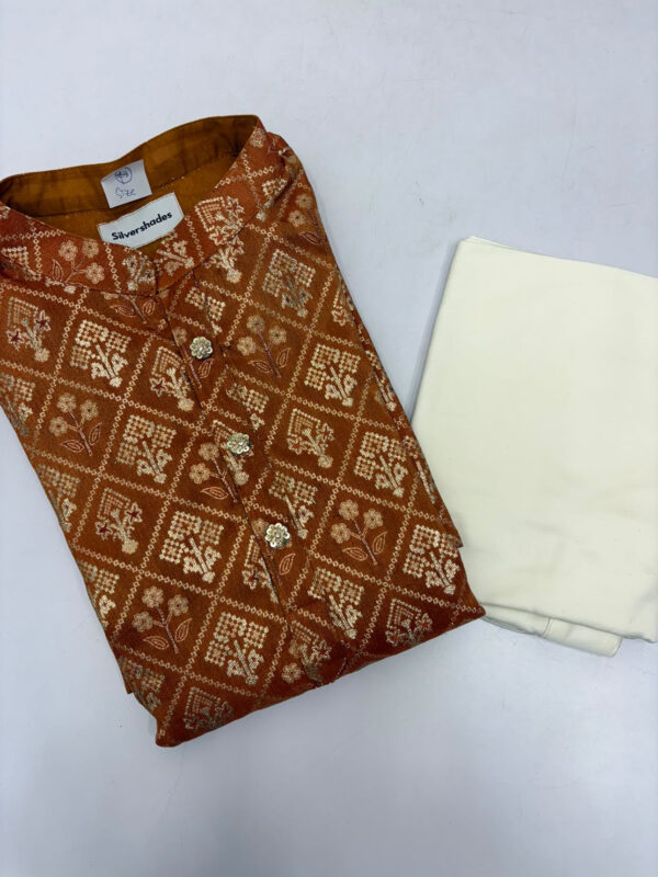 Patola tissue mens kurta paired with paijama