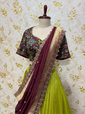 Tissue lehenga with patola blouse and border and patola dupatta
