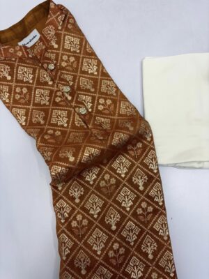 Patola tissue mens kurta paired with paijama