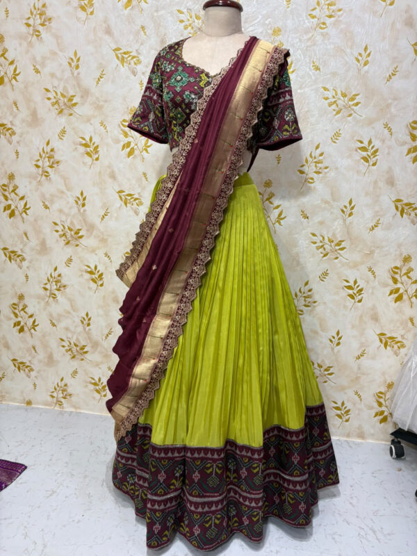 Tissue lehenga with patola blouse and border and patola dupatta