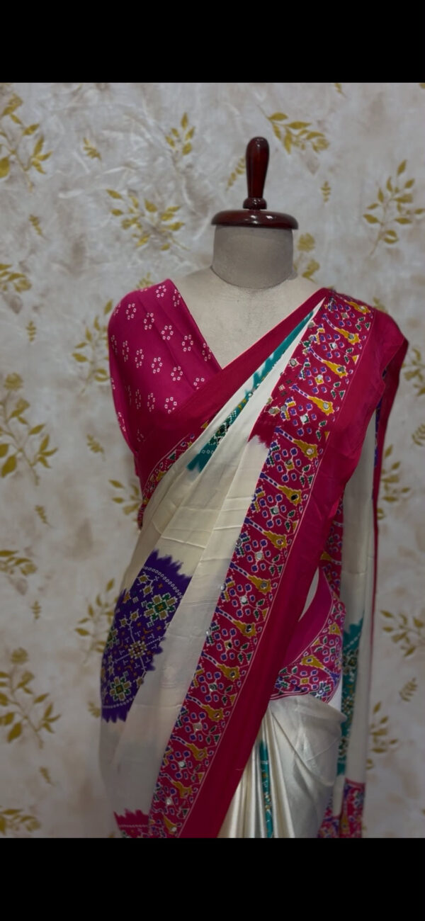 Premium quality mirror work model satin saree