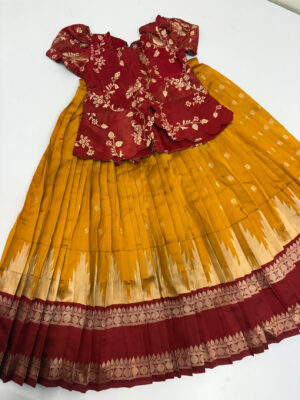 Vintage gadwal lehenga with tissue pattu blouse