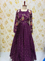 Beautiful floral long gown with heavy flare