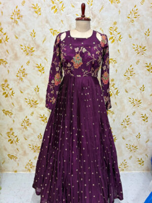 Beautiful floral long gown with heavy flare