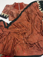 Exclusive premium quality model satin mirror work saree paired with beautiful designer blouse
