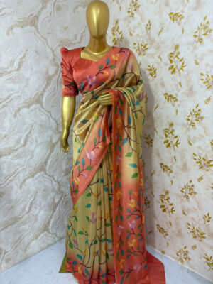 Exclusive designer jamdhani matka silk saree paired with matching blouse