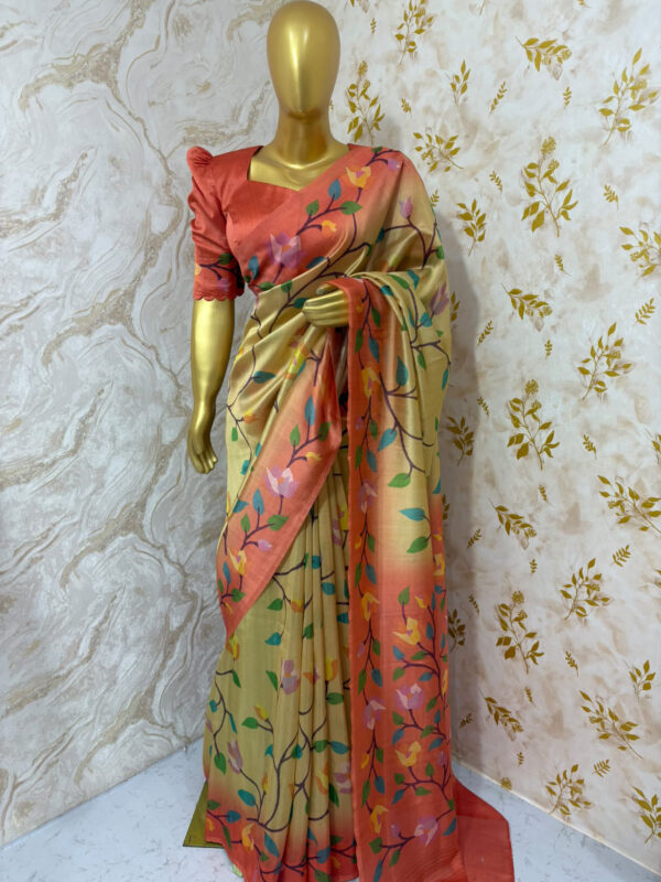 Exclusive designer jamdhani matka silk saree paired with matching blouse