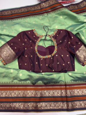 Vintage gadwal soft silk saree with maggam work blouse