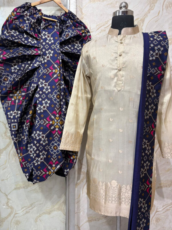 Pure tissue kurta with patola dhoti and kanduva