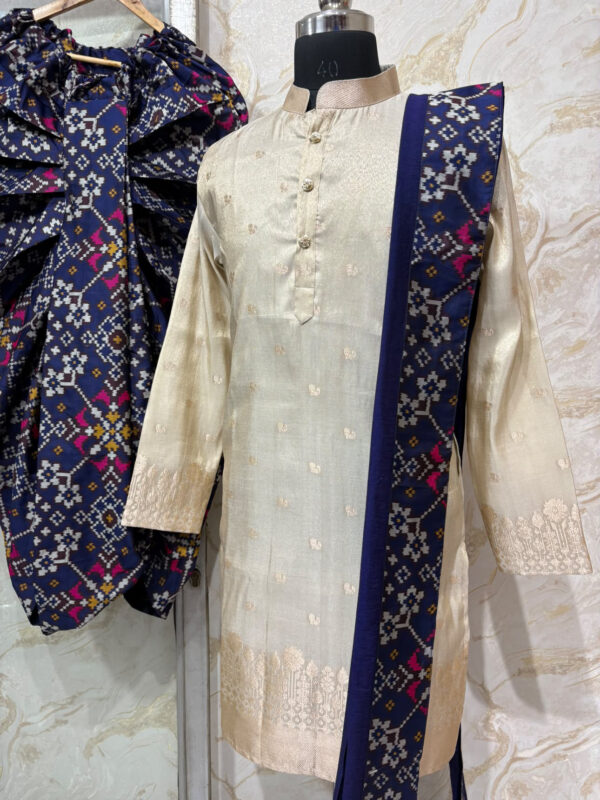 Pure tissue kurta with patola dhoti and kanduva
