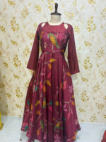 Pure crepe Long frock with unique pattern