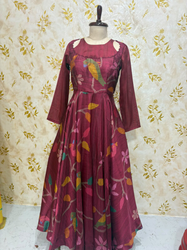 Pure crepe Long frock with unique pattern