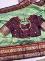 Vintage gadwal soft silk saree with maggam work blouse
