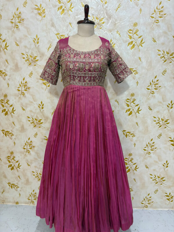 Beautiful tissue long frock with heavy work yoke part
