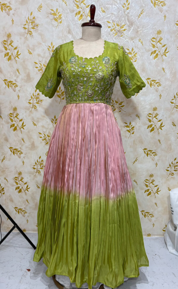 Beautiful dual shade long goen with heavy flare
