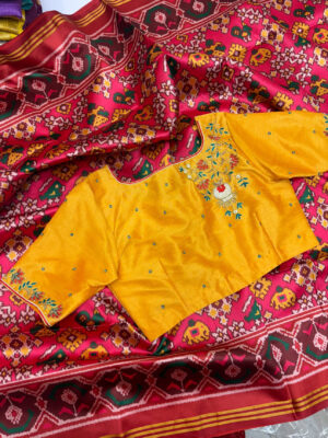 Exclusive patola saree with maggam work blouse